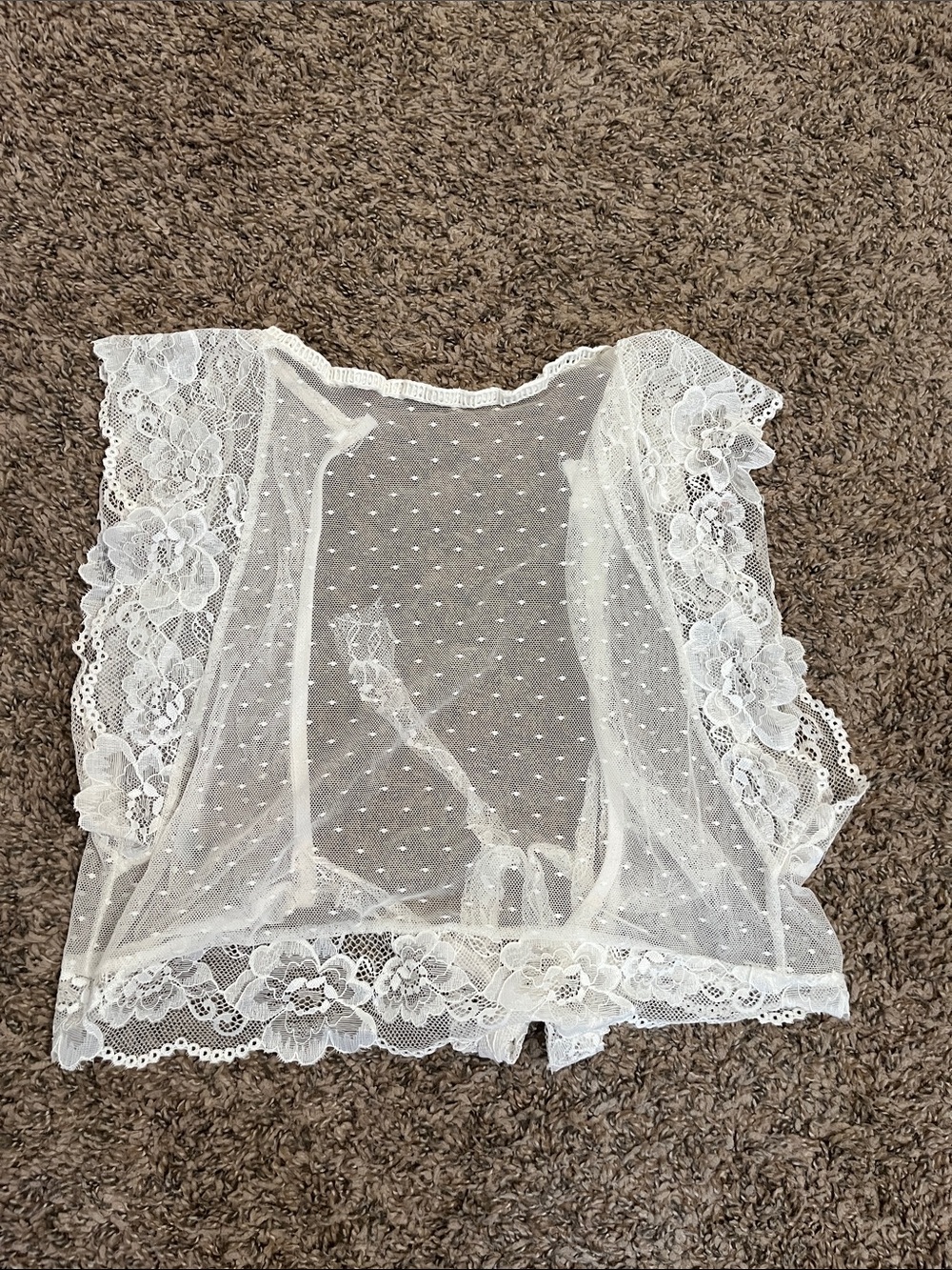 Sheer Lace Mesh Sleep Top - White